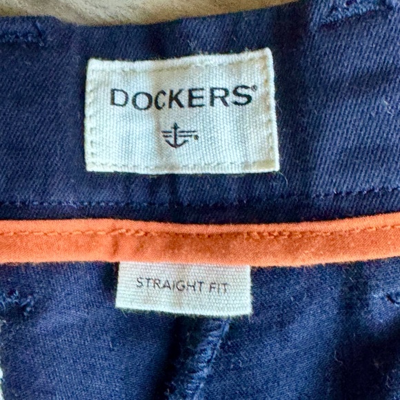 Dockers Size 34x34 Signature Khaki D2 Straight Fit Flat Front Navy Pants - Picture 6 of 12